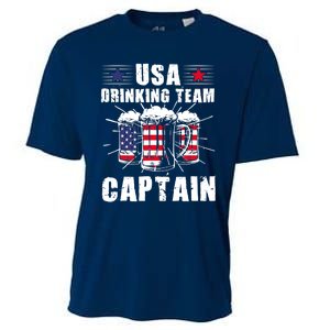 USA Drinking Team Captain 4th Of July Patriotic Funny Cooling Performance Crew T-Shirt