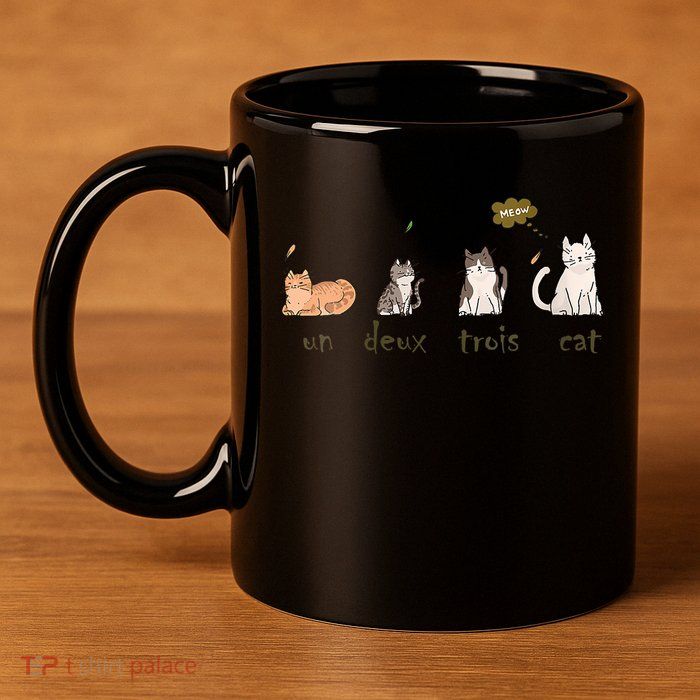 Un Deux Trois Cat 11oz C Handle Ceramic Mug