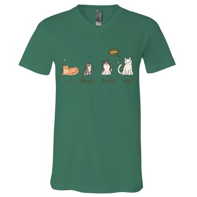 Un Deux Trois Cat V-Neck T-Shirt