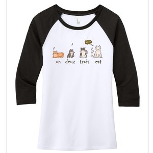 Un Deux Trois Cat Women's Tri-Blend 3/4-Sleeve Raglan Shirt