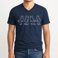 Un Deux Trois Cat Funny V-Neck T-Shirt