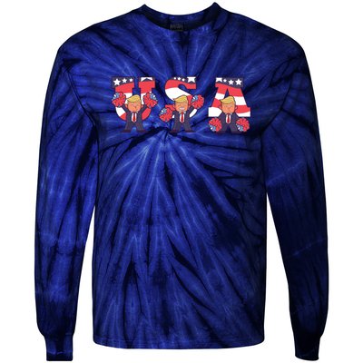 USA Donald Trump Cheer Cartoon Tie-Dye Long Sleeve Shirt