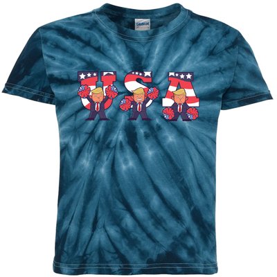 USA Donald Trump Cheer Cartoon Kids Tie-Dye T-Shirt