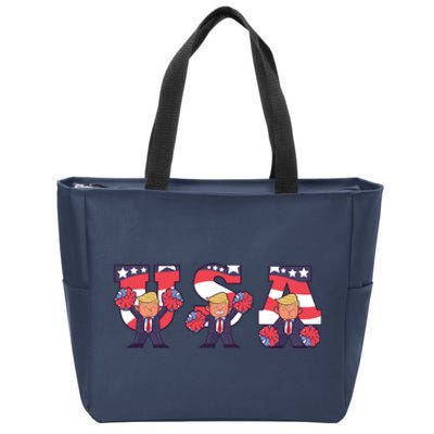 USA Donald Trump Cheer Cartoon Zip Tote Bag