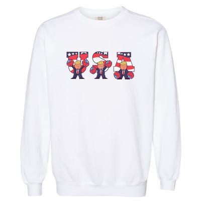 USA Donald Trump Cheer Cartoon Garment-Dyed Sweatshirt