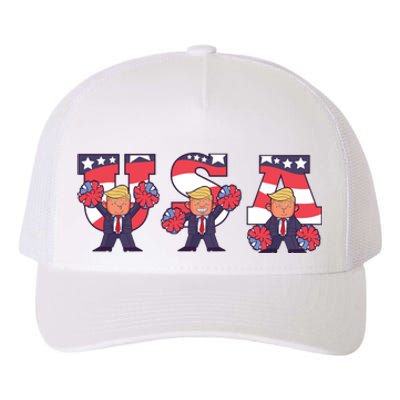 USA Donald Trump Cheer Cartoon Yupoong Adult 5-Panel Trucker Hat