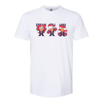 USA Donald Trump Cheer Cartoon Softstyle CVC T-Shirt