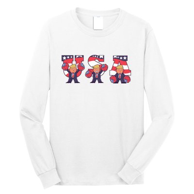 USA Donald Trump Cheer Cartoon Long Sleeve Shirt