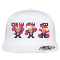 USA Donald Trump Cheer Cartoon Flat Bill Trucker Hat