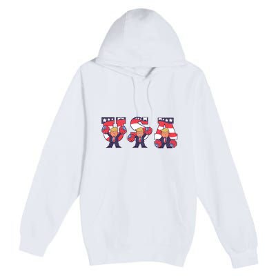 USA Donald Trump Cheer Cartoon Premium Pullover Hoodie