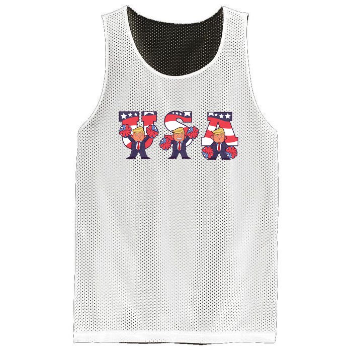 USA Donald Trump Cheer Cartoon Mesh Reversible Basketball Jersey Tank