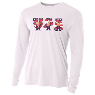 USA Donald Trump Cheer Cartoon Cooling Performance Long Sleeve Crew