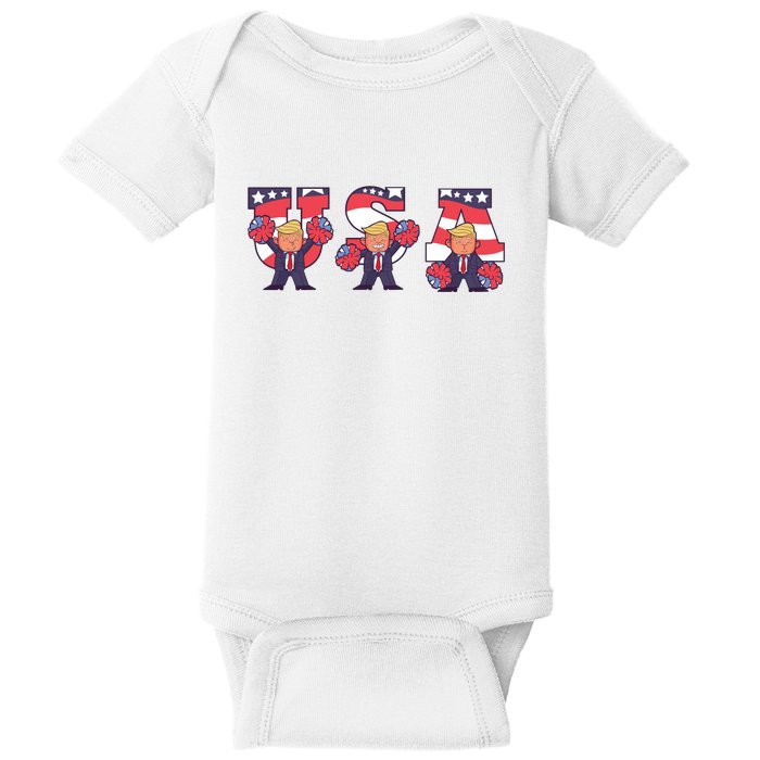 USA Donald Trump Cheer Cartoon Baby Bodysuit