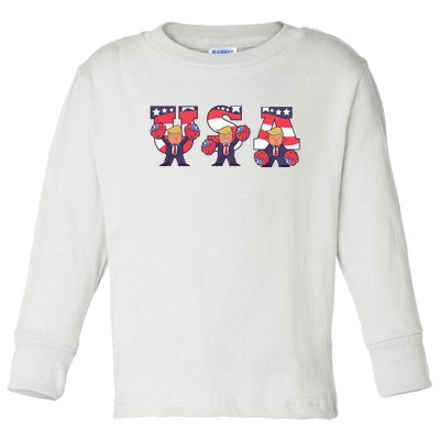 USA Donald Trump Cheer Cartoon Toddler Long Sleeve Shirt