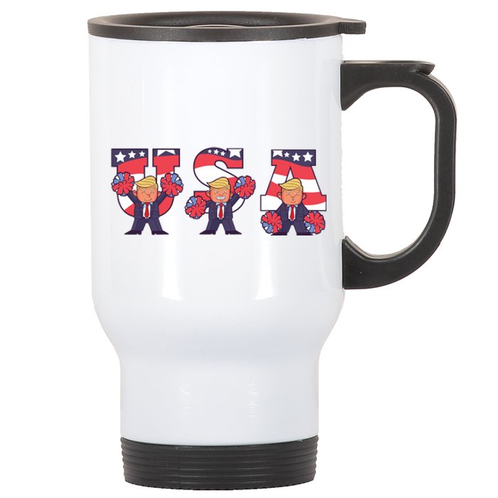 USA Donald Trump Cheer Cartoon Stainless Steel Travel Mug