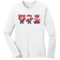 USA Donald Trump Cheer Cartoon Ladies Long Sleeve Shirt