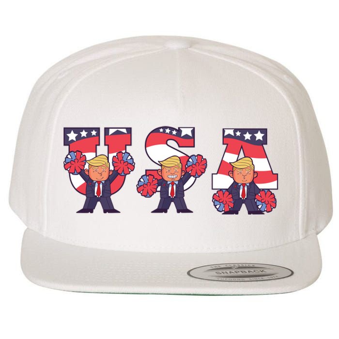 USA Donald Trump Cheer Cartoon Wool Snapback Cap