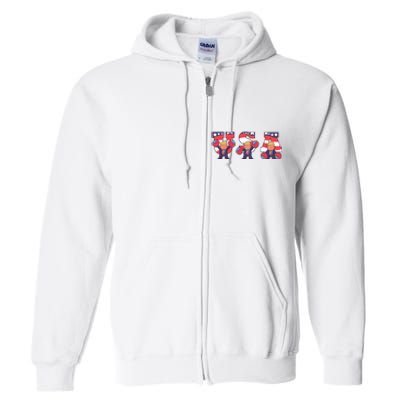 USA Donald Trump Cheer Cartoon Full Zip Hoodie