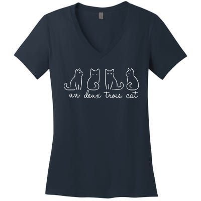 Un Deux Trois Cat Animals Cute Lovey Cat Women's V-Neck T-Shirt