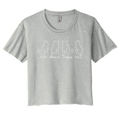 Un Deux Trois Cat Animals Cute Lovey Cat Women's Crop Top Tee