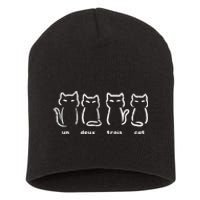 Un Deux Trois Cat Funny French Pun Women Girls Kids Short Acrylic Beanie