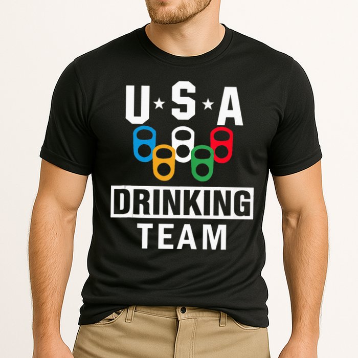 USA Drinking Team Beer Party Funny Cooling Performance Crew T-Shirt