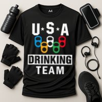 USA Drinking Team Beer Party Funny Cooling Performance Crew T-Shirt