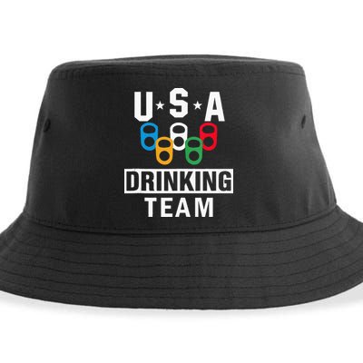 USA Drinking Team Beer Party Funny Sustainable Bucket Hat