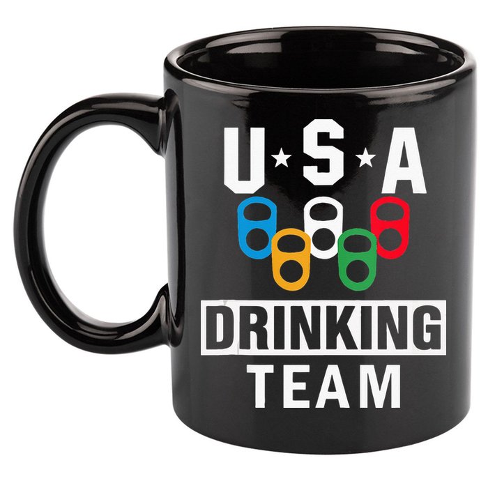 USA Drinking Team Beer Party Funny 11oz C Handle Ceramic Mug