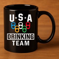 USA Drinking Team Beer Party Funny 11oz C Handle Ceramic Mug