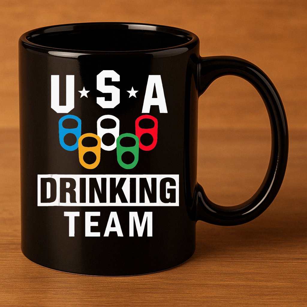 USA Drinking Team Beer Party Funny 11oz C Handle Ceramic Mug