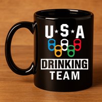 USA Drinking Team Beer Party Funny 11oz C Handle Ceramic Mug
