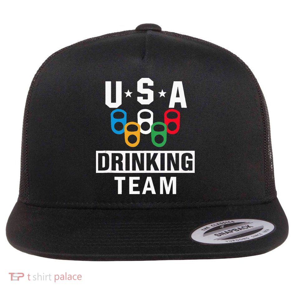 USA Drinking Team Beer Party Funny Flatbill Hat