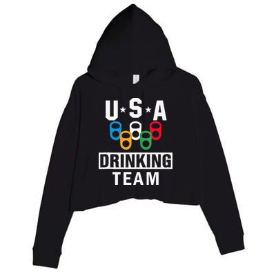 USA Drinking Team Beer Party Funny Crop Fleece Hoodie