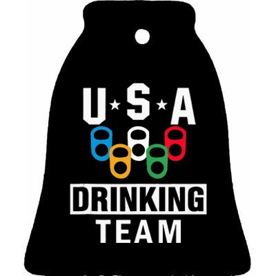 USA Drinking Team Beer Party Funny Ceramic Bell Ornament