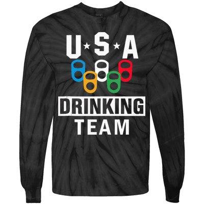 USA Drinking Team Beer Party Funny Tie-Dye Long Sleeve Shirt