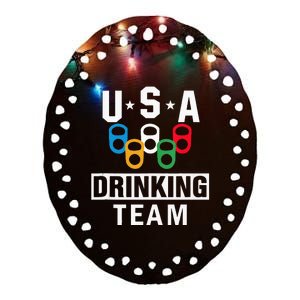 USA Drinking Team Beer Party Funny Ceramic Oval Ornament