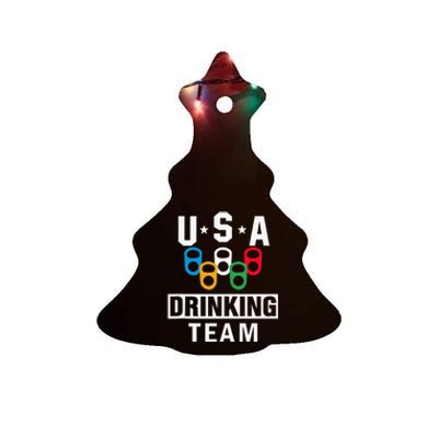 USA Drinking Team Beer Party Funny Ceramic Tree Ornament