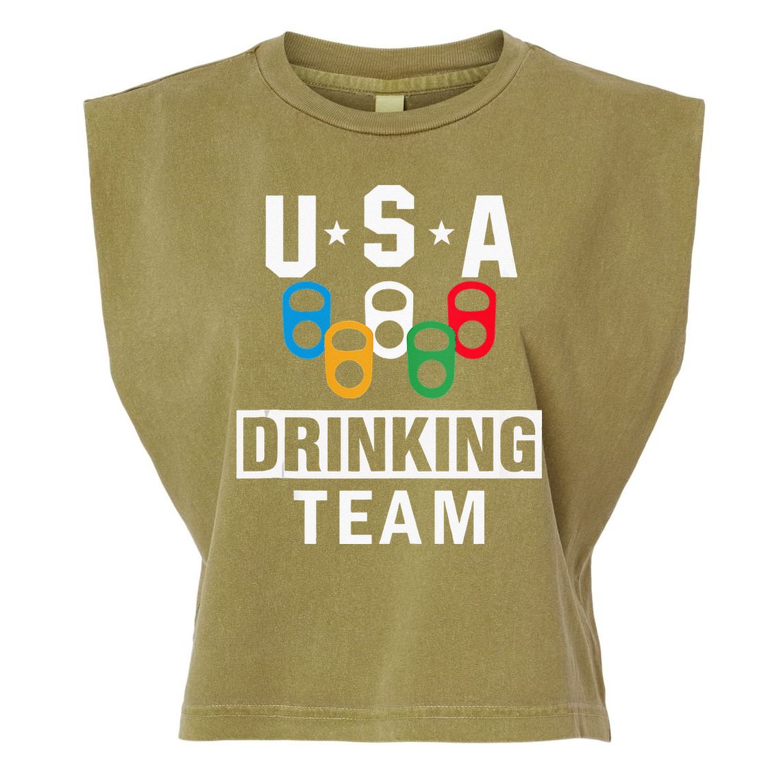 USA Drinking Team Beer Party Funny Garment-Dyed Women's Muscle Tee