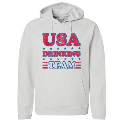 USA Drinking Team 4th Of July Independence Day Drunk Funny Performance Fleece Hoodie