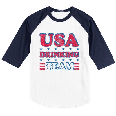 USA Drinking Team 4th Of July Independence Day Drunk Funny Baseball Sleeve Shirt