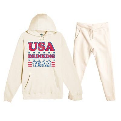 USA Drinking Team 4th Of July Independence Day Drunk Funny Premium Hooded Sweatsuit Set