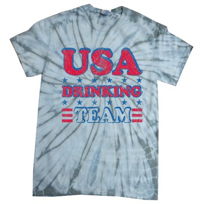 USA Drinking Team 4th Of July Independence Day Drunk Funny Tie-Dye T-Shirt