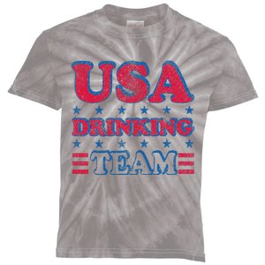 USA Drinking Team 4th Of July Independence Day Drunk Funny Kids Tie-Dye T-Shirt