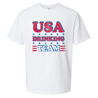 USA Drinking Team 4th Of July Independence Day Drunk Funny Sueded Cloud Jersey T-Shirt