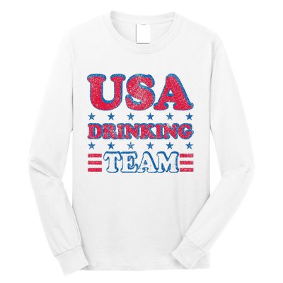 USA Drinking Team 4th Of July Independence Day Drunk Funny Long Sleeve Shirt