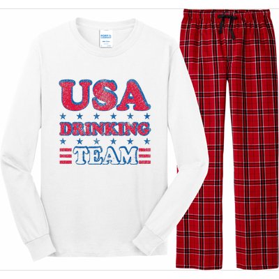 USA Drinking Team 4th Of July Independence Day Drunk Funny Long Sleeve Pajama Set