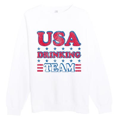 USA Drinking Team 4th Of July Independence Day Drunk Funny Premium Crewneck Sweatshirt