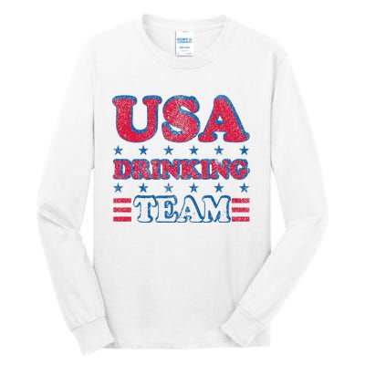 USA Drinking Team 4th Of July Independence Day Drunk Funny Tall Long Sleeve T-Shirt