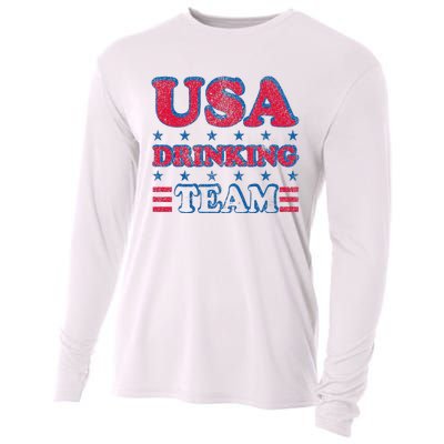 USA Drinking Team 4th Of July Independence Day Drunk Funny Cooling Performance Long Sleeve Crew